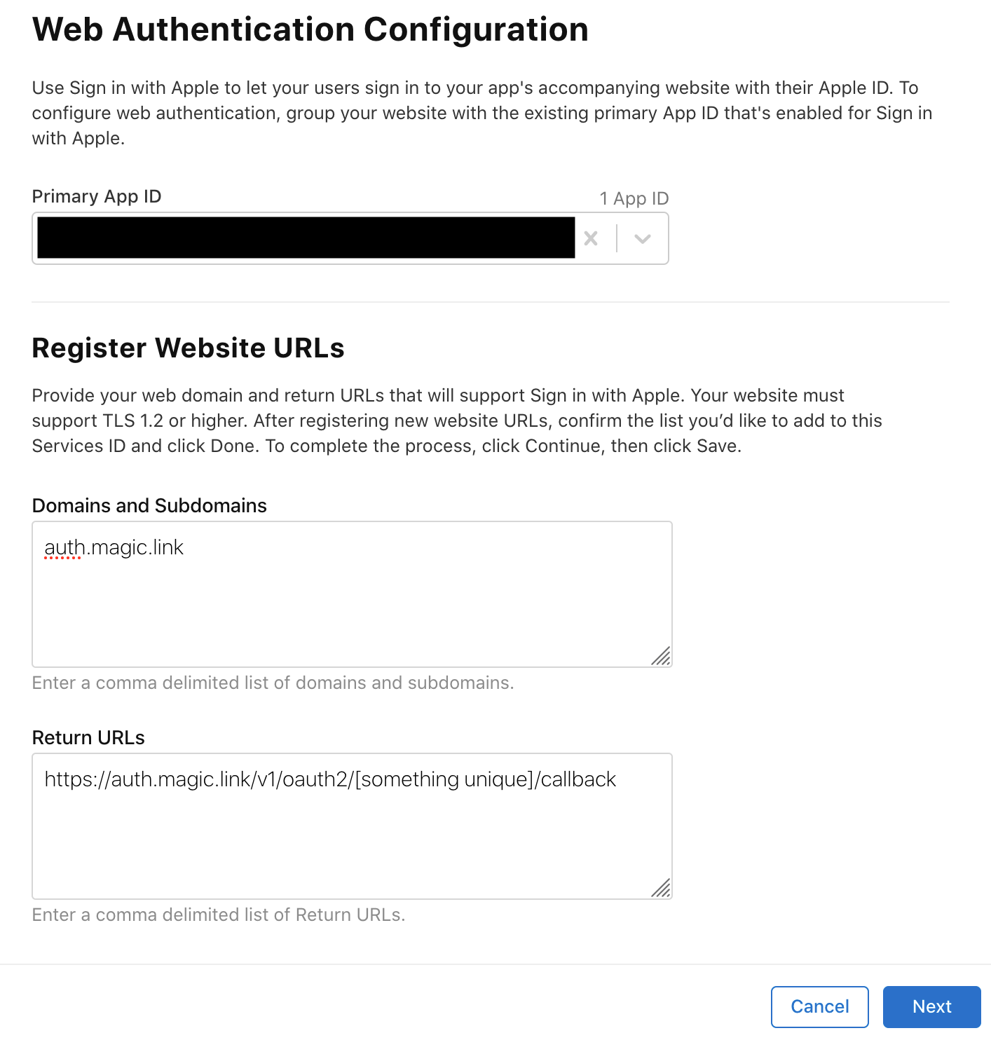 Add Apple Services ID