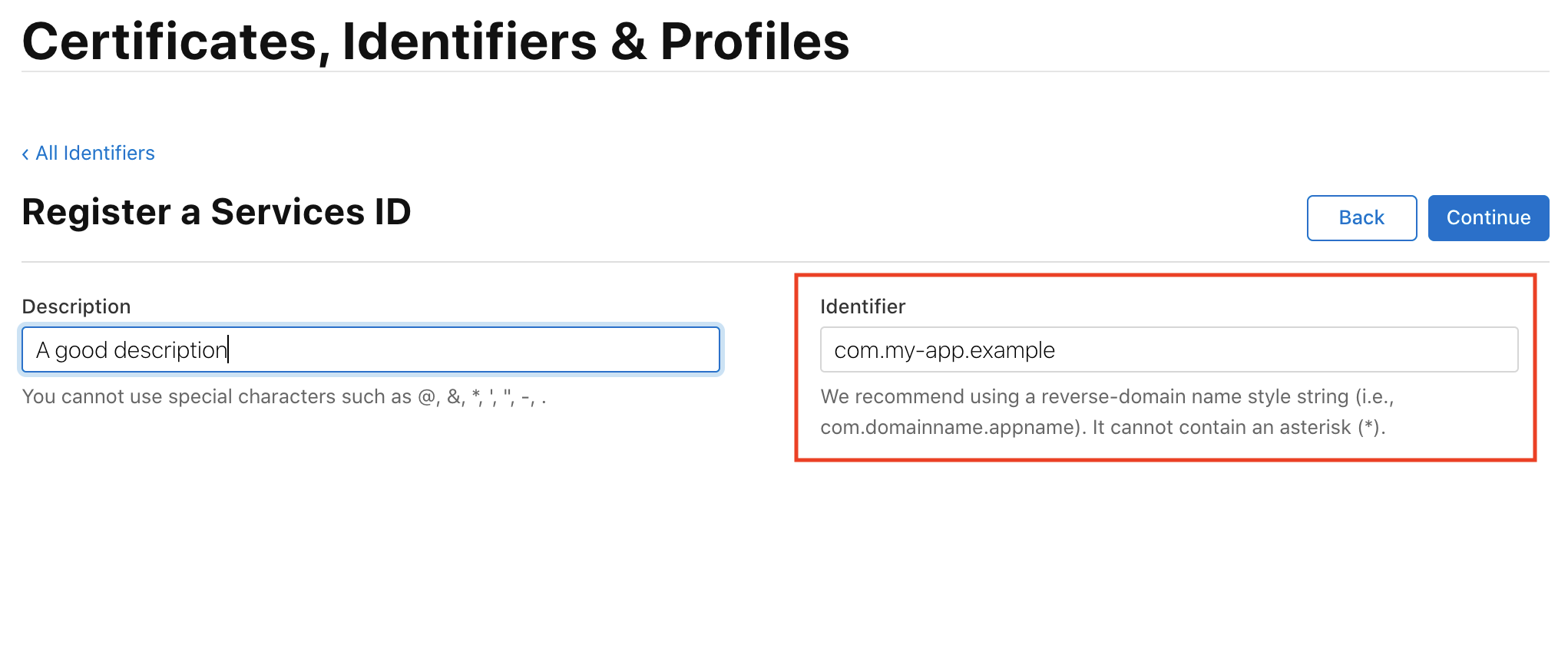 Add Apple Services ID