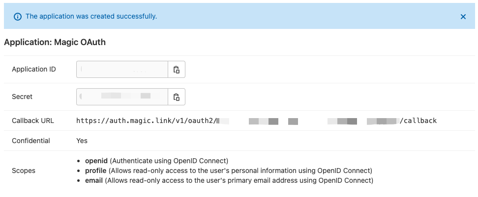 Application Id and secret