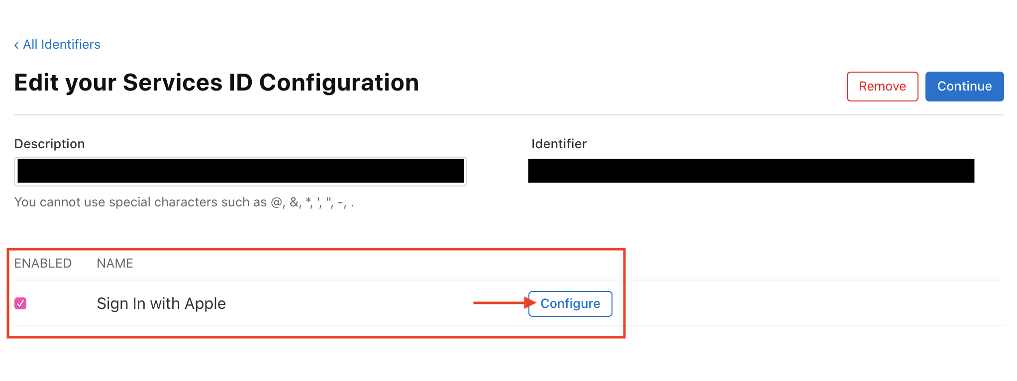 Add Apple Services ID
