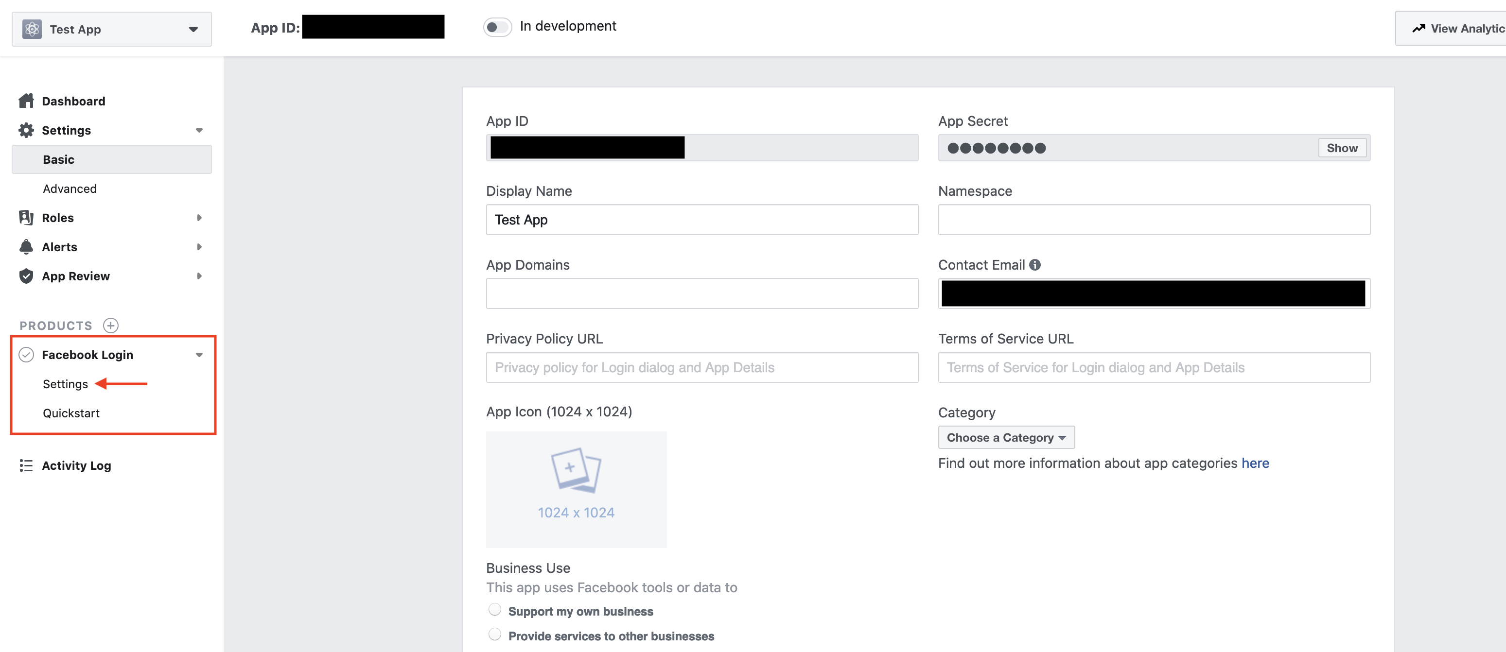 Go to Facebook Login settings