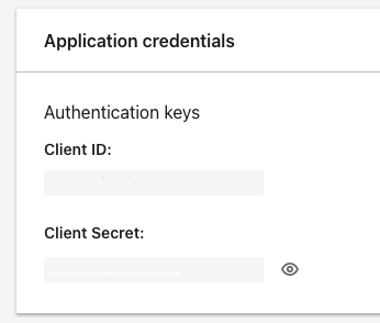 Linkedin OAuth app settings showing client ID and client secret fields