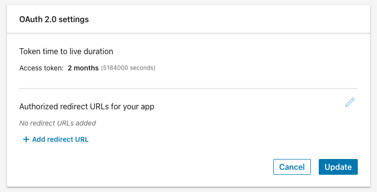 Paste Redirect URI into Linkedin OAuth setup