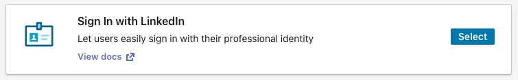 Select sign in with linkedin product